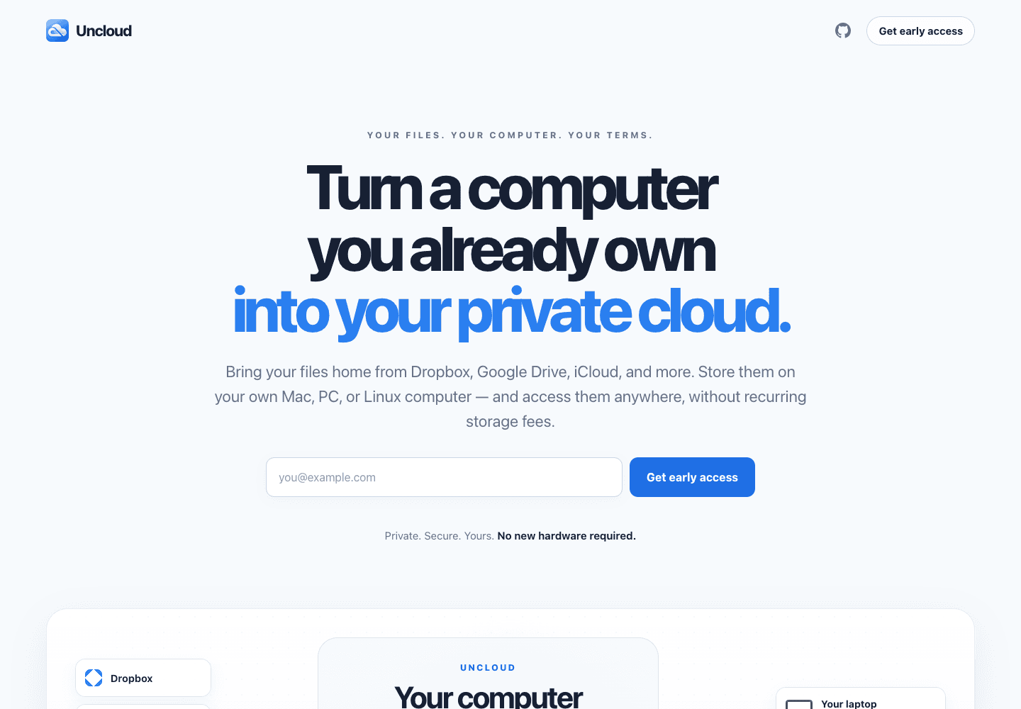Uncloud website homepage